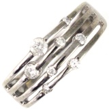 Estate 10K white gold diamond ring