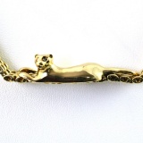 Estate unmarked 18K yellow gold diamond panther necklace