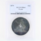 Certified 1879 U.S. proof seated Liberty silver dollar