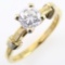 Estate unmarked 14K yellow gold diamond solitaire ring