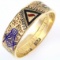 Vintage Masonic 14K yellow gold enamel band