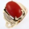 Vintage 14K yellow gold coral ring