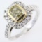 Estate 18K yellow & white gold diamond halo ring