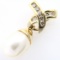 Estate 14K yellow gold diamond pearl pendant