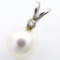 Estate 14K white gold diamond pearl pendant