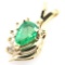 Estate unmarked 14K yellow gold diamond & natural emerald pendant