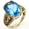 Estate 14K yellow gold diamond & Swiss blue topaz ring