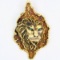 Impressive estate unmarked 18K yellow gold tsavorite garnet carved lion head pendant