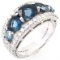 Estate Judith Ripka sterling silver blue topaz & cubic zirconia ring