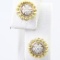 Pair of estate Lagos 18K yellow gold & sterling silver diamond stud earrings