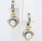 Pair of authentic estate Konstantino sterling silver & 18K yellow gold pearl drop earrings