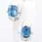 Pair of estate 18K white gold blue topaz earrings