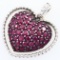 Estate 14K white gold natural ruby & diamond heart pendant