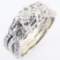 Estate 14K white gold diamond three stone ring