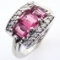 Estate 14K white gold diamond & pink tourmaline ring