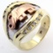 Vintage 10K tri-colored gold diamond & ruby elephant ring