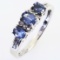 Estate 10K white gold diamond & kyanite ring