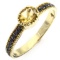 Estate 18K yellow gold citrine & black diamond ring