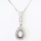 Estate 14K white gold diamond teardrop halo necklace