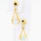 Pair of estate 14K yellow gold opal dangle earrings