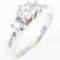 Estate 14K white gold three-stone diamond ring