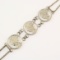 Vintage silver cut-out Mercury dime bracelet with white metal linkage