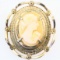 Vintage genuine carved shell cameo pin with yellow gold-plated frame