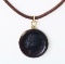 Vintage carved intaglio carnelian pendant on a leather cord with a 14K yellow gold clasp