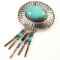 Vintage Native American sterling silver turquoise pin