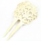 Impressive antique genuine ivory intricately carved floral motif hair comb