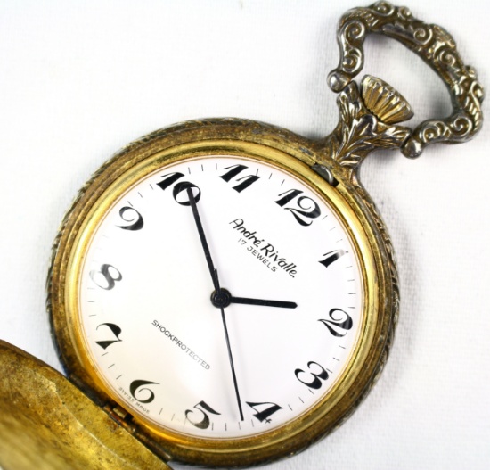 Vintage 17-jewel Andre Rivalle Swiss covered pocket watch