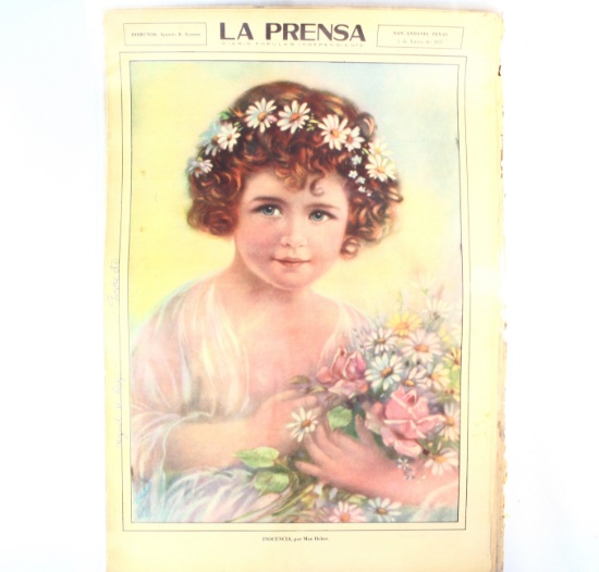Historic collection of 72 pieces of 1930s "La Prensa" newspaper