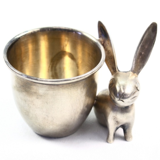 Vintage Germany sterling silver rabbit cup