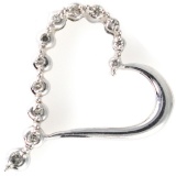 Estate 10K white gold diamond floating heart pendant