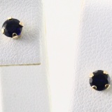 Pair of estate 10K yellow gold sapphire stud earrings