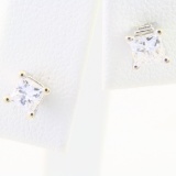 Pair of estate 14K white gold diamond stud earrings