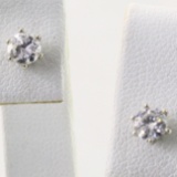 Pair of estate unmarked 14K white gold diamond stud earrings