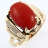 Vintage 14K yellow gold coral ring