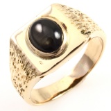 Vintage unmarked 14K yellow gold black star sapphire signet ring