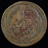 Large 1829-Mo Mexico First Republic copper 1/4 real 