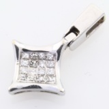 Estate 14K white gold diamond cluster pendant