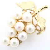 Estate 14K yellow gold pearl grape cluster pendant