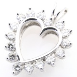 Estate 14K white gold diamond heart pendant