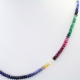Estate multi-colored gemstone necklace with a 14K yellow gold clasp