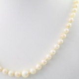 Estate cultured pearl necklace with a 10K white gold fish hook clasp