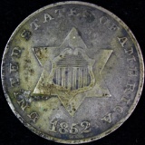 1852 U.S. 3-cent silver