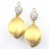 Pair of authentic estate Marco Bicego 18K yellow & white gold diamond dangle earring enhancer
