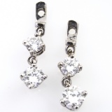 Pair of estate 14K white gold diamond dangle earring enhancers