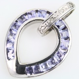 Estate 14K white gold diamond tanzanite teardrop pendant