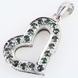 Estate unmarked 14K white gold natural alexandrite heart pendant